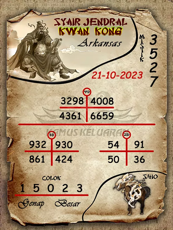 syair jendral kwan kwong arkansas 21 10 2023