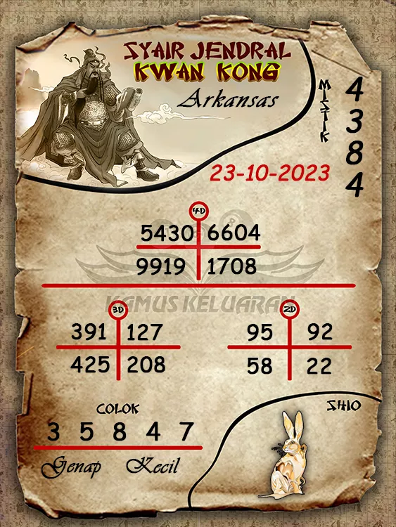 syair jendral kwan kwong arkansas 23 10 2023