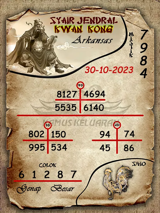 syair jendral kwan kwong arkansas 30 10 2023