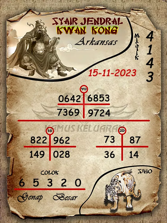 syair jendral kwan kwong arkansas 15 11 2023