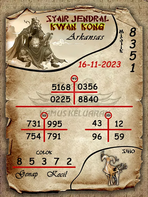 syair jendral kwan kwong arkansas 16 11 2023