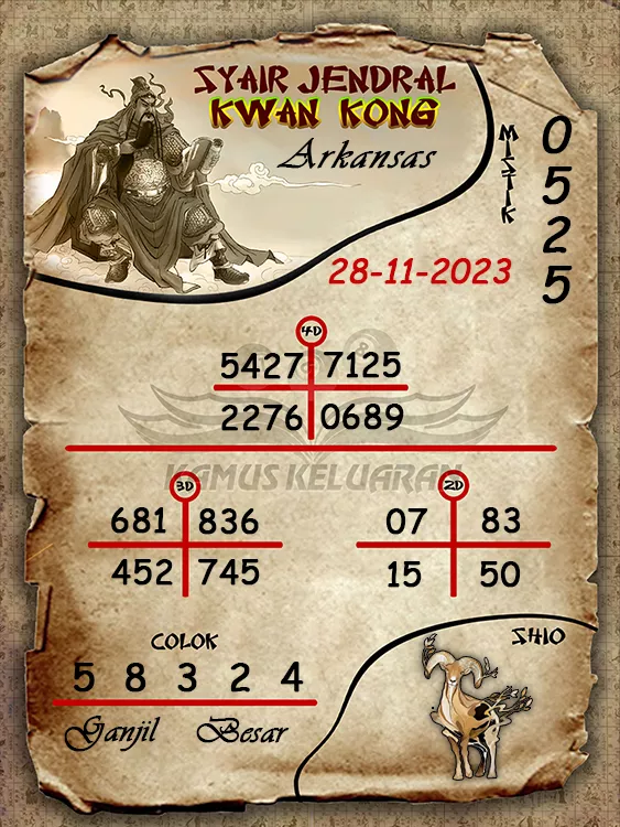 syair jendral kwan kwong arkansas 28 11 2023