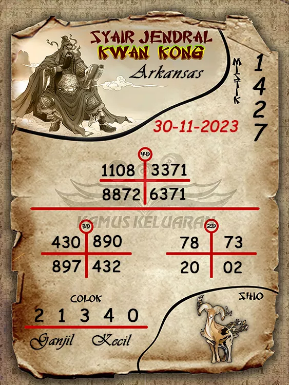 syair jendral kwan kwong arkansas 30 11 2023