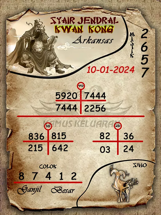 syair jendral kwan kwong arkansas 10 01 2024