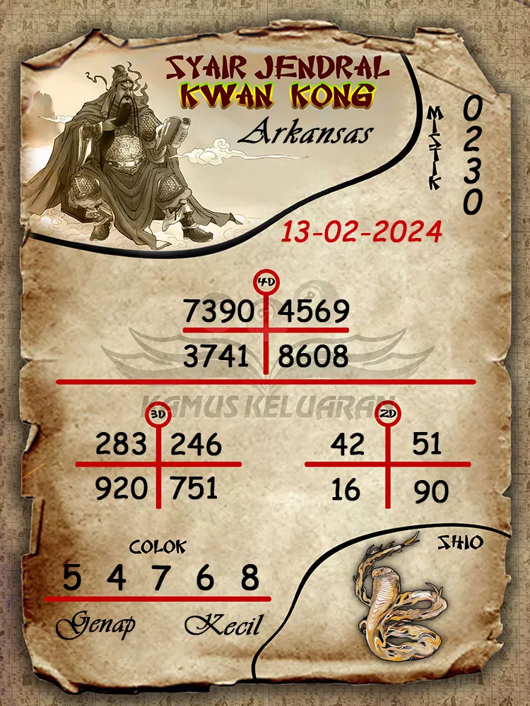 syair jendral kwan kwong arkansas 13 02 2024