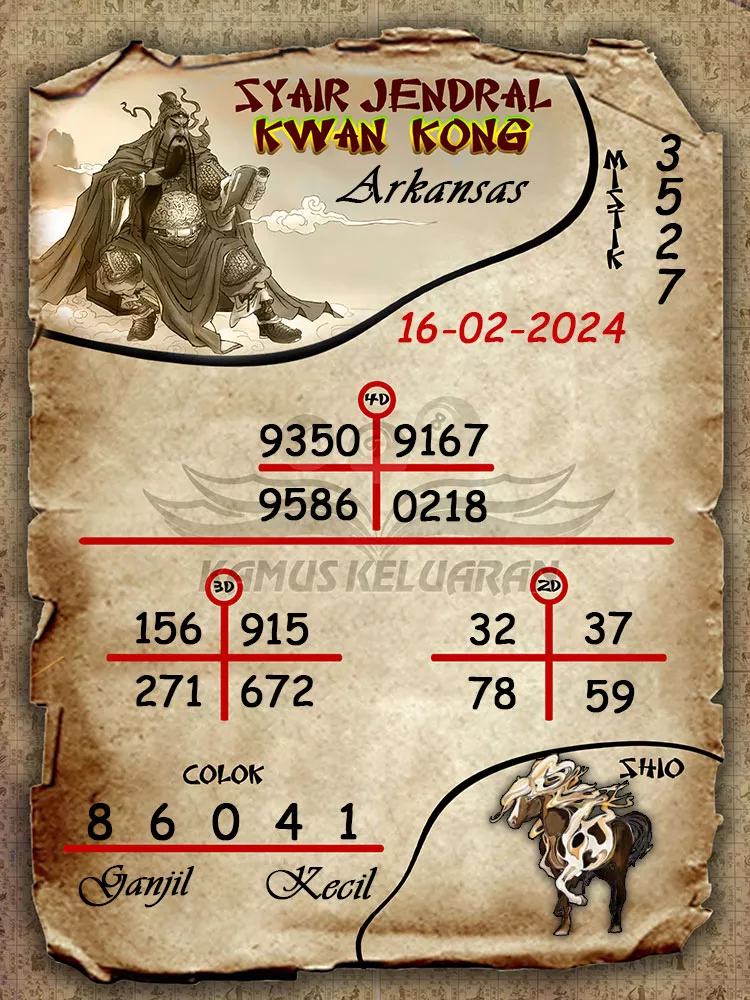 syair jendral kwan kwong arkansas 16 02 2024