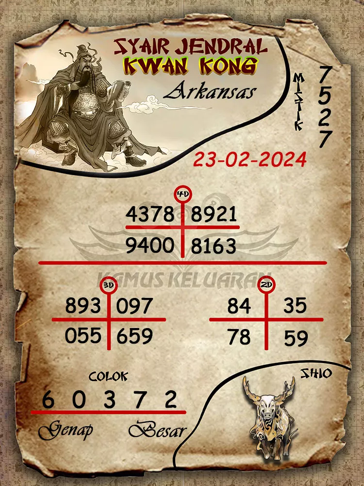 syair jendral kwan kwong arkansas 23 02 2024