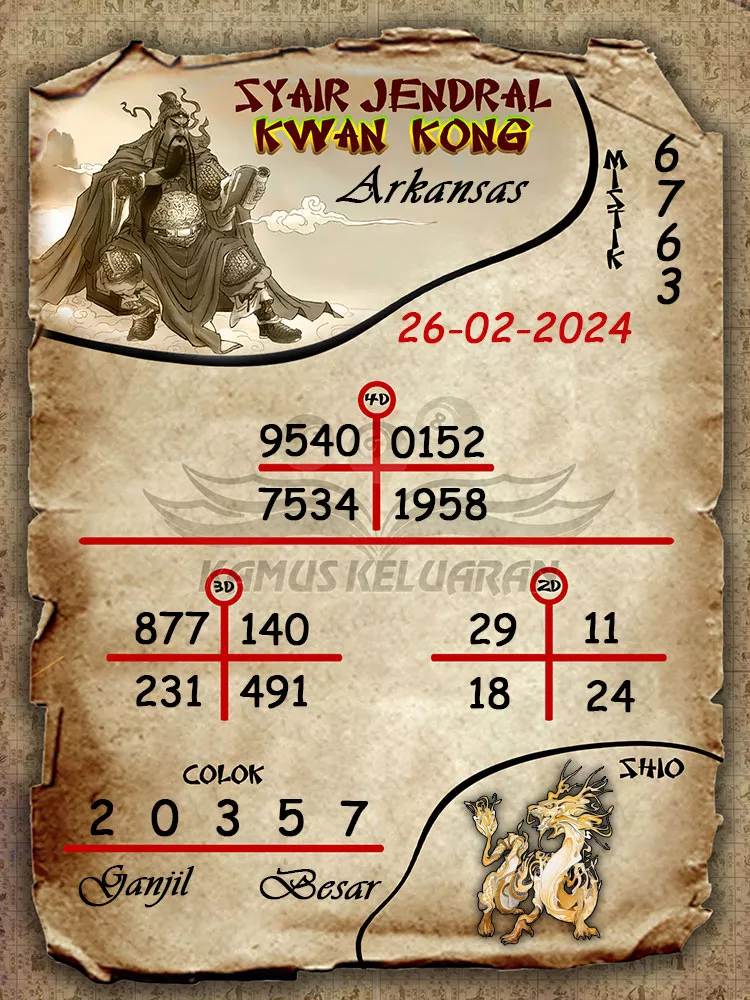 syair jendral kwan kwong arkansas 26 02 2024