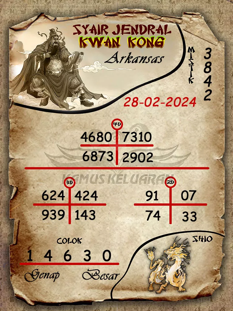 syair jendral kwan kwong arkansas 28 02 2024