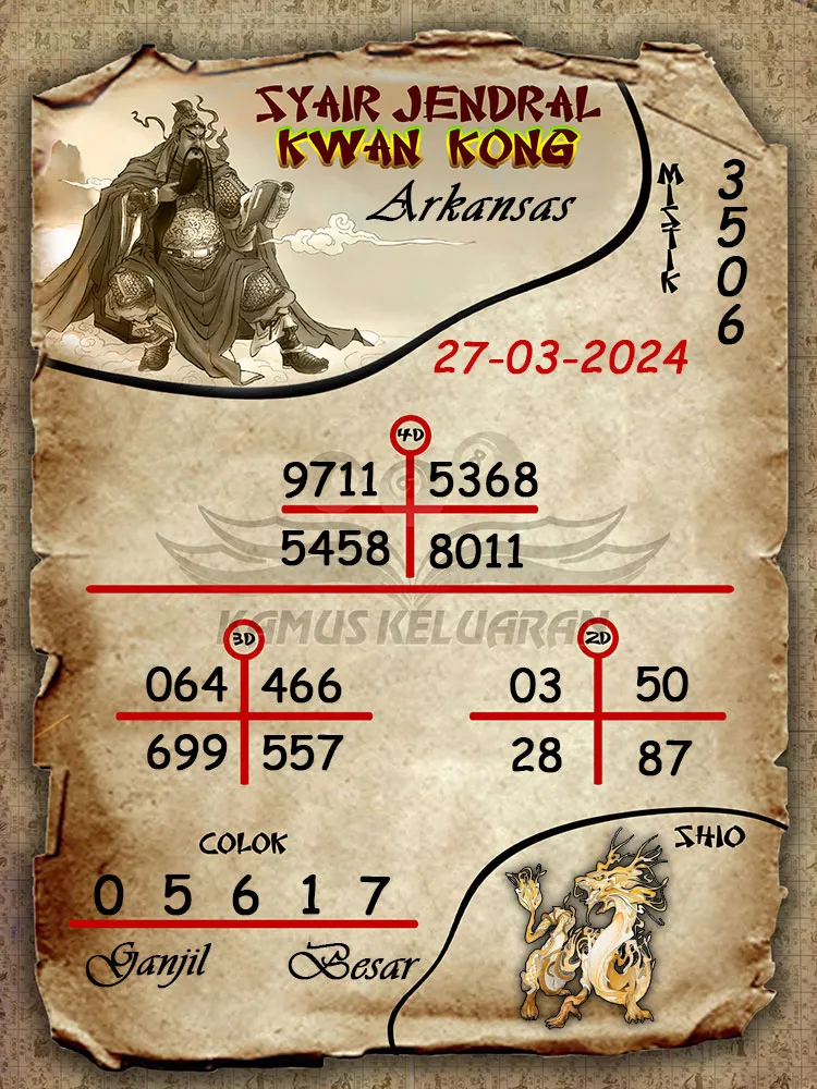 syair jendral kwan kwong arkansas 27 03 2024