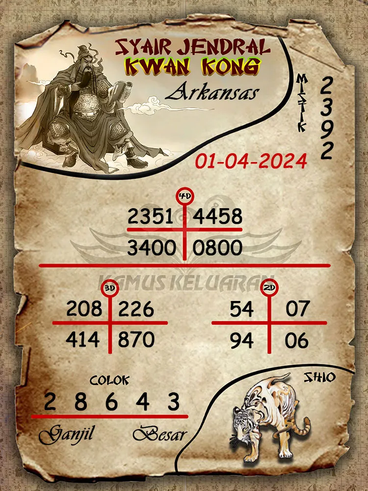 syair jendral kwan kwong arkansas 01 04 2024