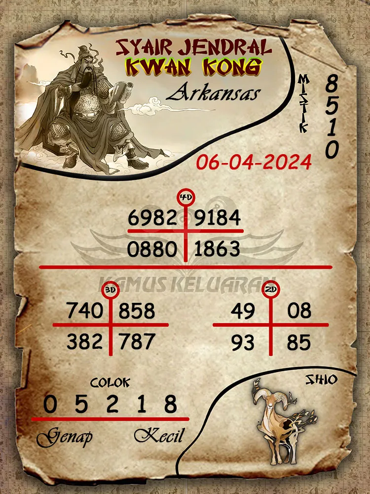 syair jendral kwan kwong arkansas 06 04 2024
