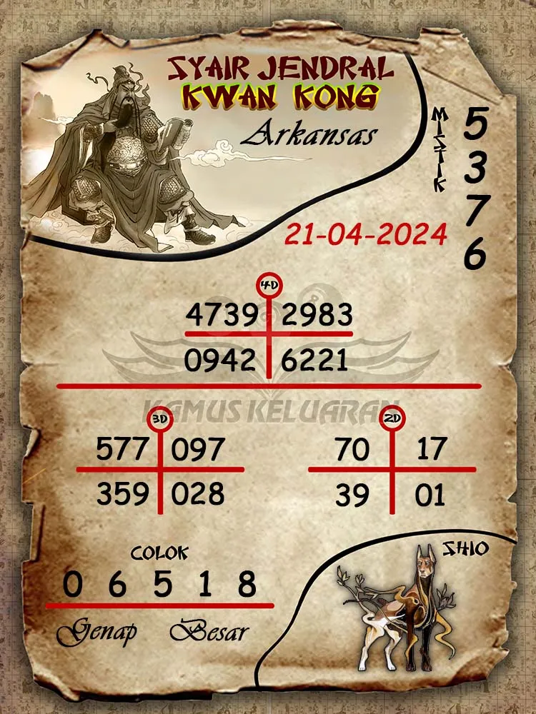 syair jendral kwan kwong arkansas 21 04 2024