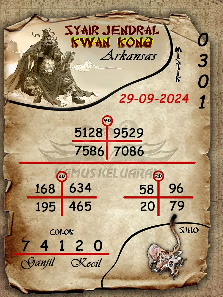 syair jendral kwan kong arkanasas 29 09 2024