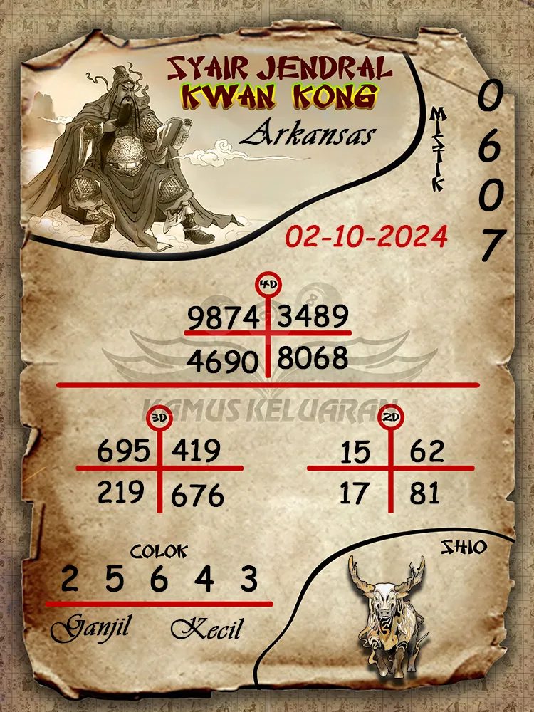 syair jendral kwan kong arkansas 02 10 2024
