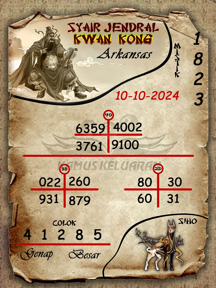 syair jendral kwan kong arkansas 10 10 2024