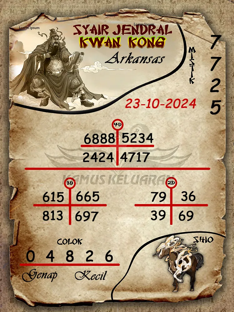 syair jendral kwan kong arkansas 23 10 2024