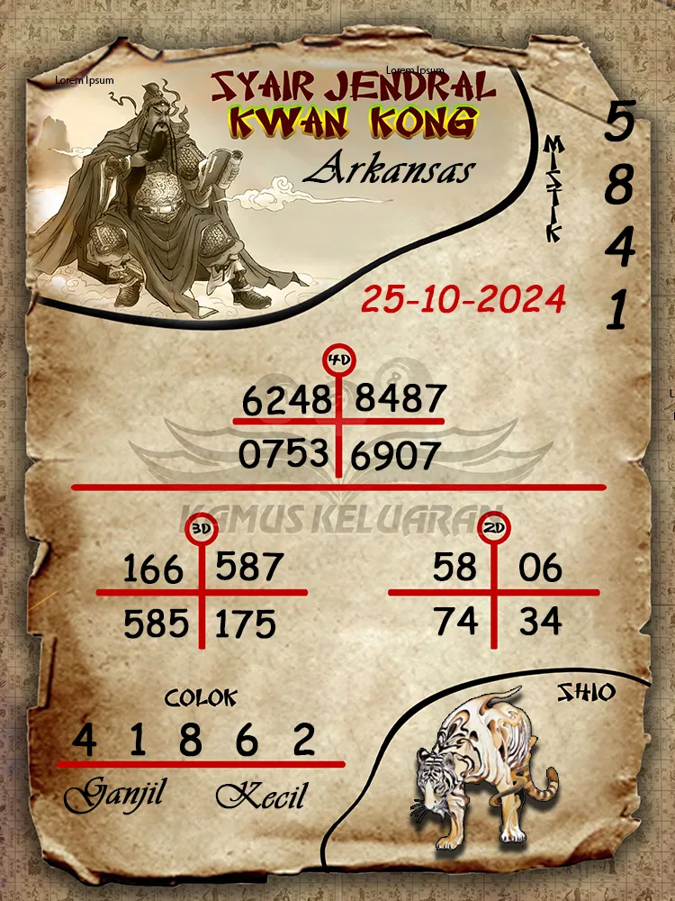 syair jendral kwan kong arkansas 25 10 2024