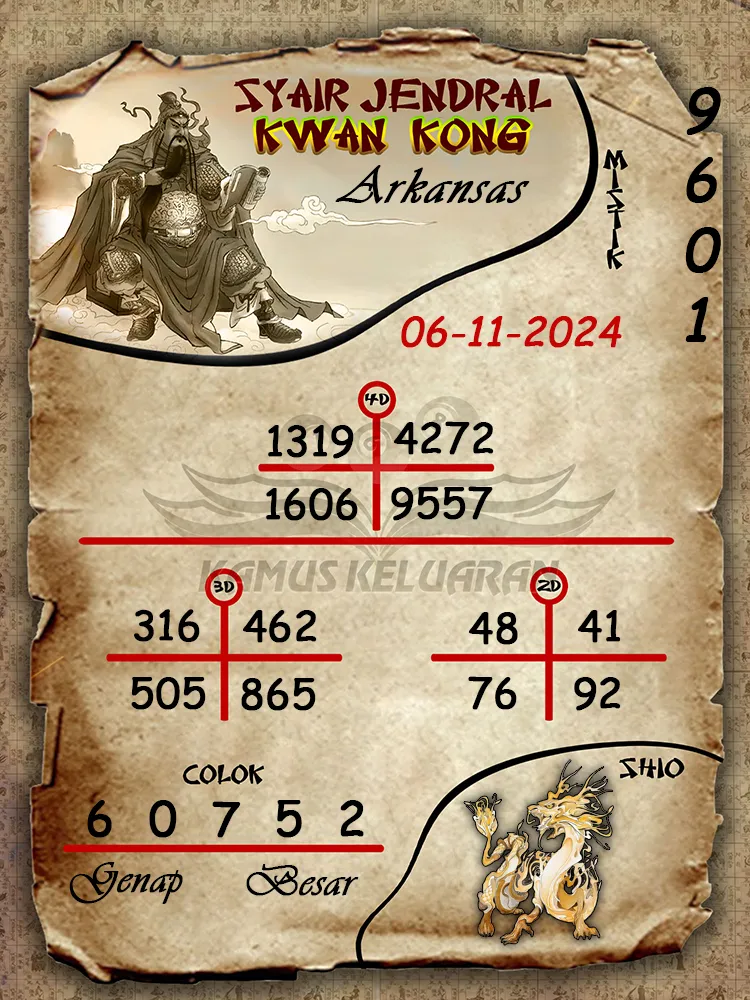 syair jendral kwan kong arkansas 06 11 2024