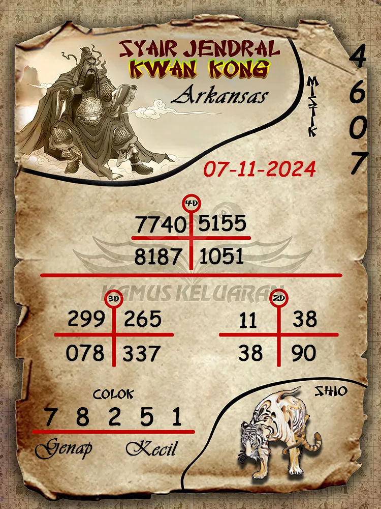 syair jendral kwan kong arkansas 07 11 2024