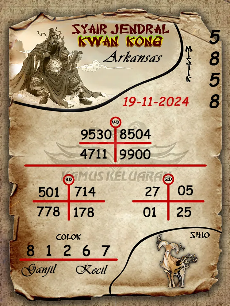 syair jendral kwan kong arkansas 19 11 2024