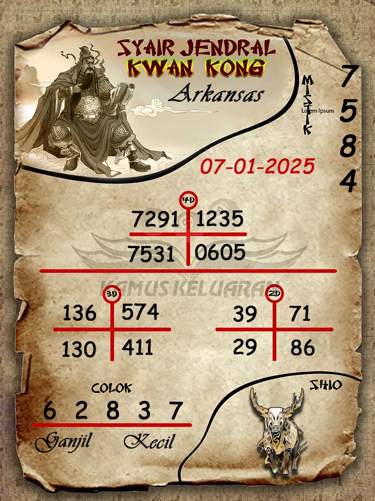 syair jendral kwan kong arkansas 07 01 2025