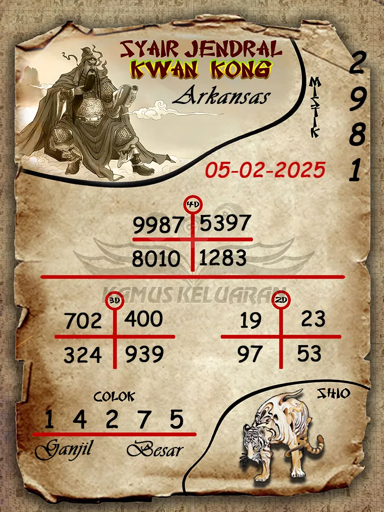 syair jendral kwan kong arkansas 06 02 2025