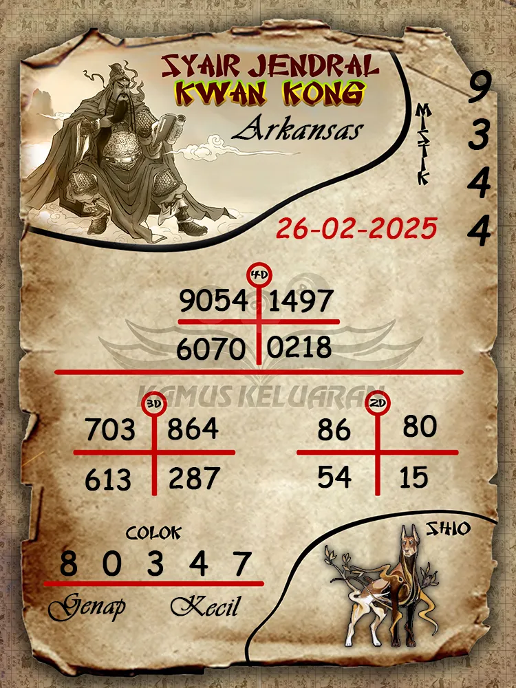 syair jendral kwan kong arkansas 26 02 2025