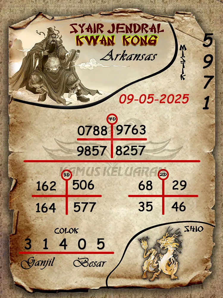 syair jendral kwan kong arkansas 09 05 2025