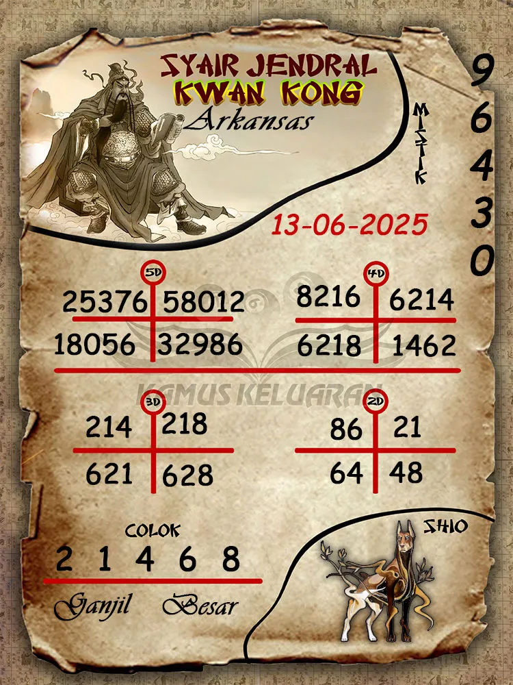 syair jendral kwan Kong Arkansas 13 06 2025