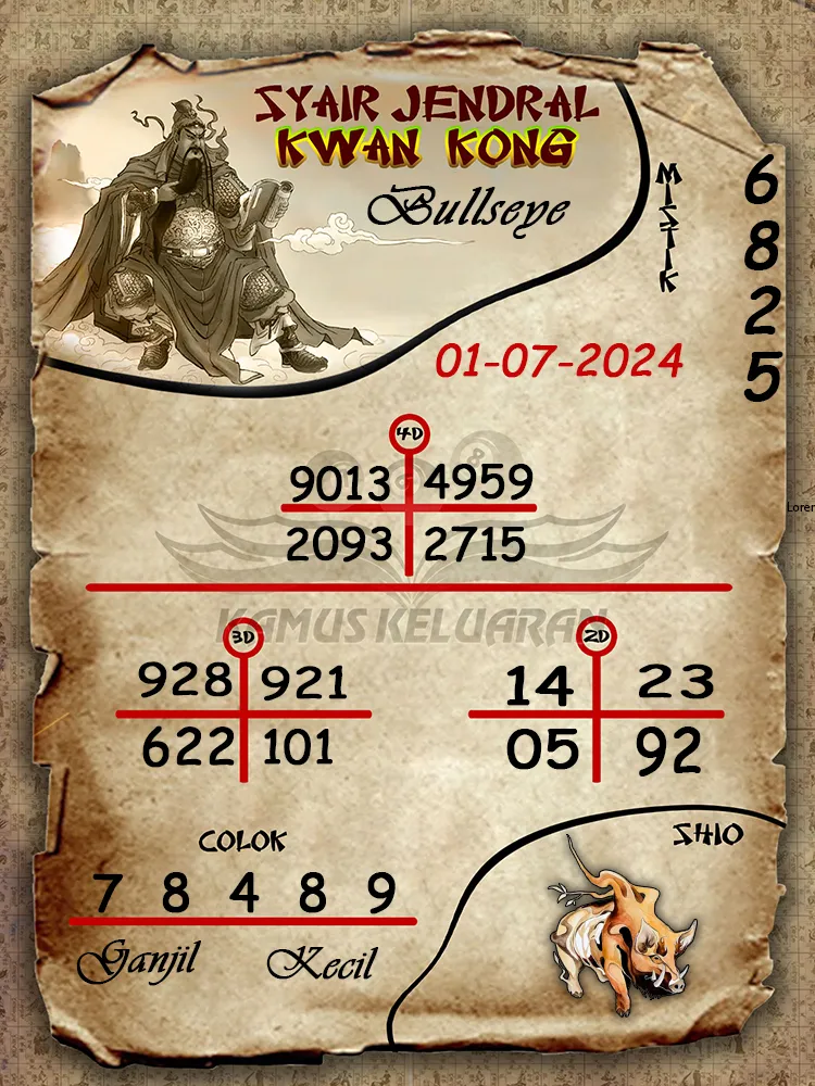 syair jendral kwan kong Bullseye 01 07 2025