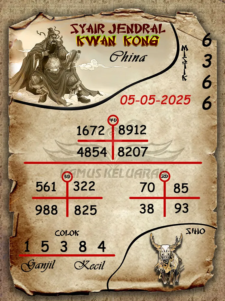 syair jendral kwan kong china 05 05 2025