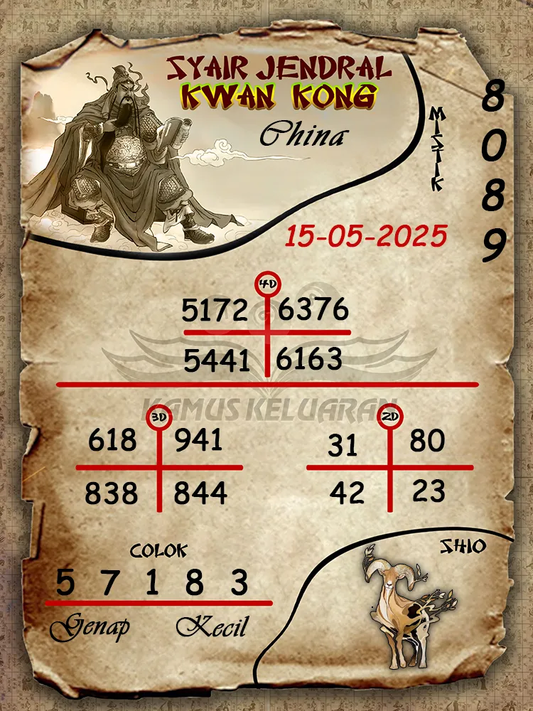 syair jendral kwan kong china 15 05 2025