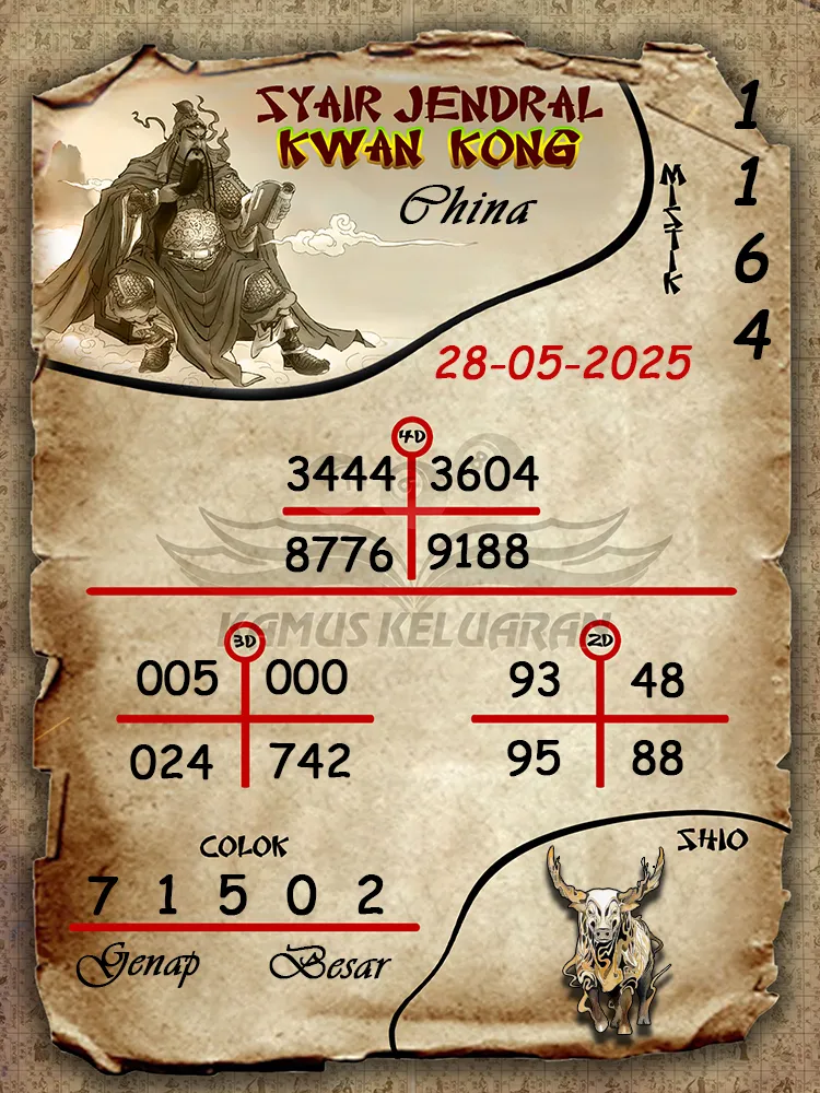 syair jendral kwan kong china 28 05 2025