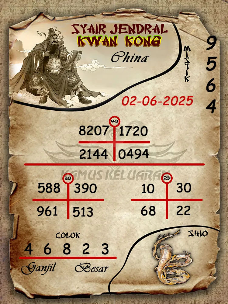 syair jendral kwan kong china 02 06 2025