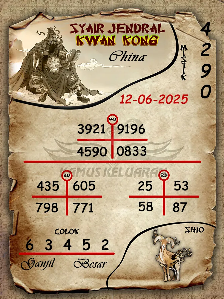 syair jendral kwan kong china 12 06 2025