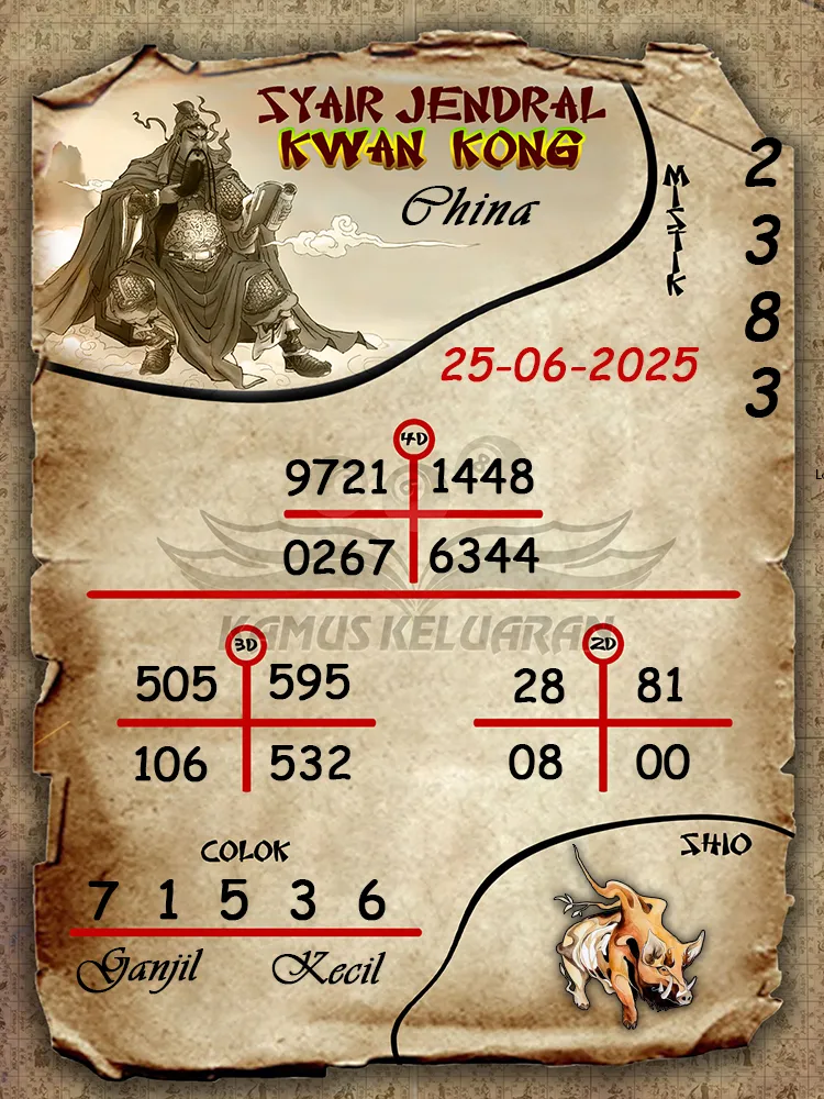 syair jendral kwan kong china 25 06 2025