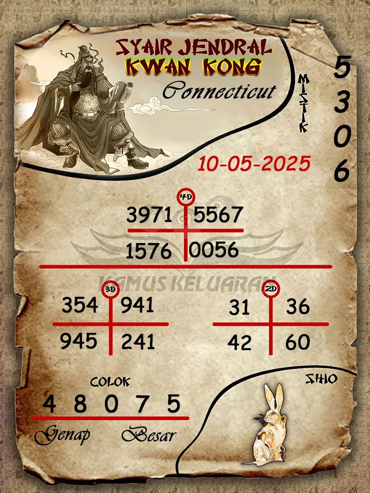 syair jendral kwan kong connecticut 10 05 2025
