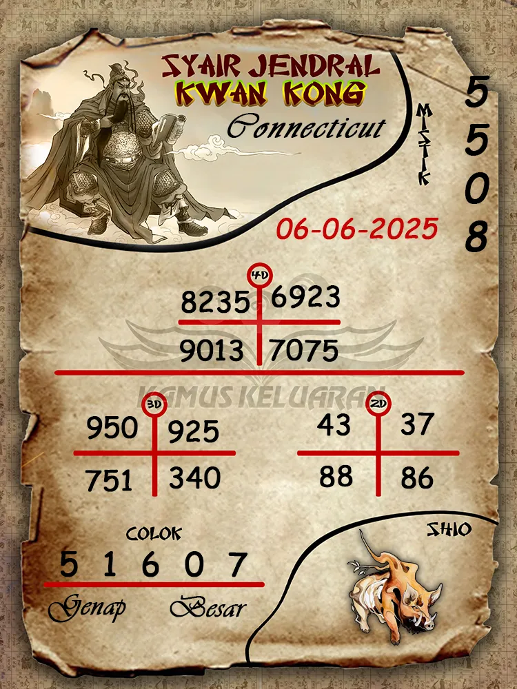 syair jendral kwan kong connecticut 06 06 2025