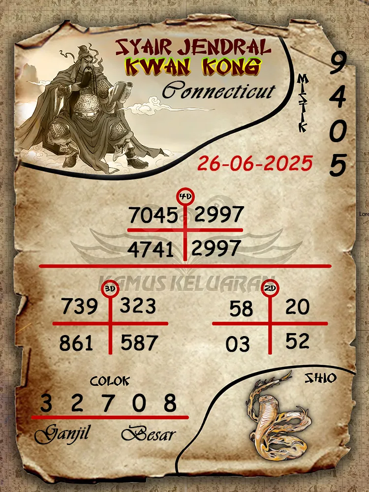 syair jendral kwan kong connnecticut 26 06 2025