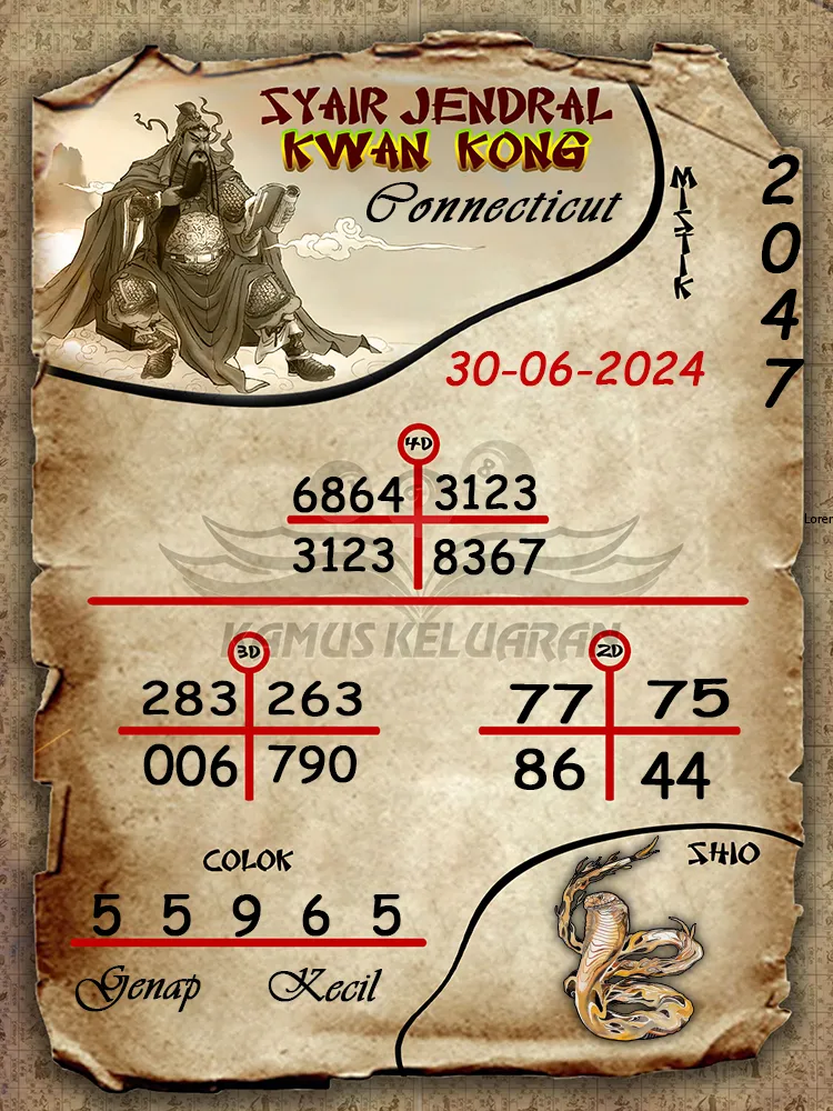 syair jendral kwan kong Connecticut 30 06 2025