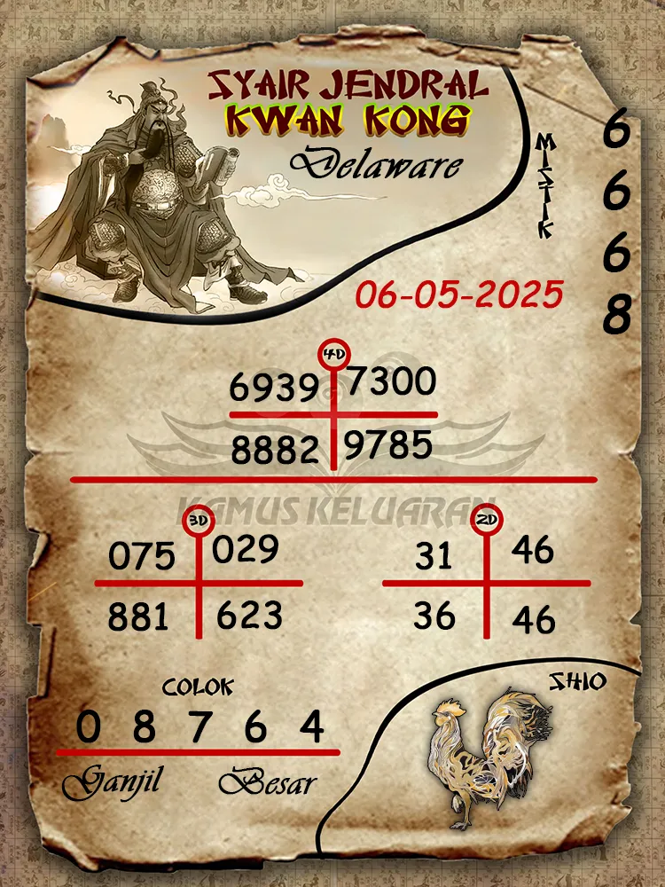 syair jendral kwan kong delaware 06 05 2025