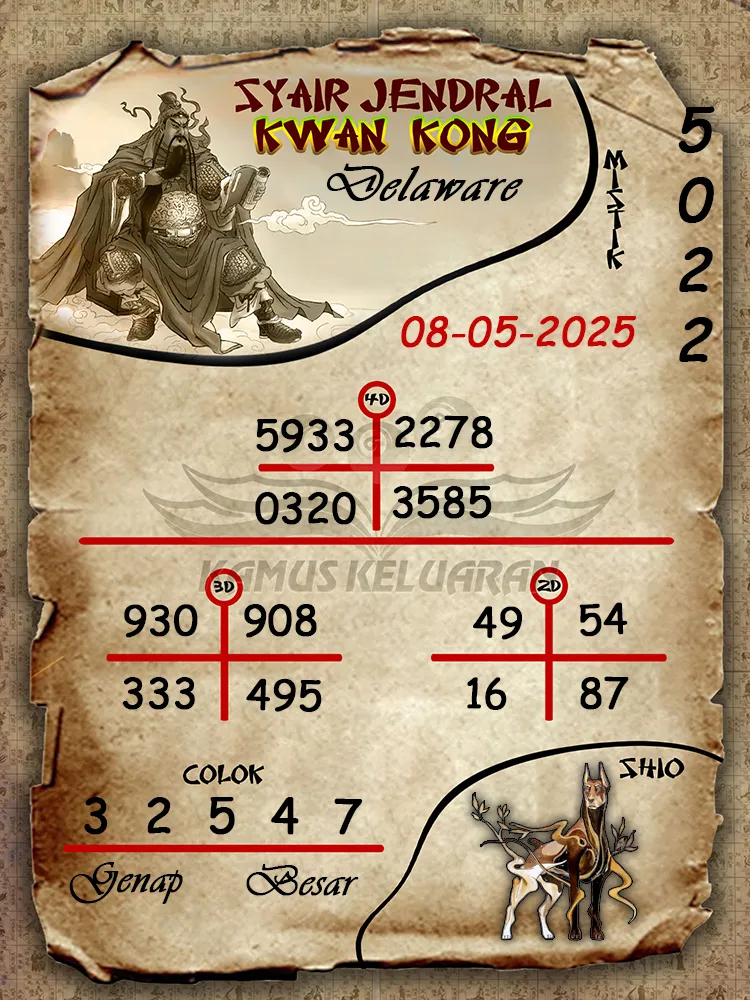 syair jendral kwan kong delaware 08 05 2025