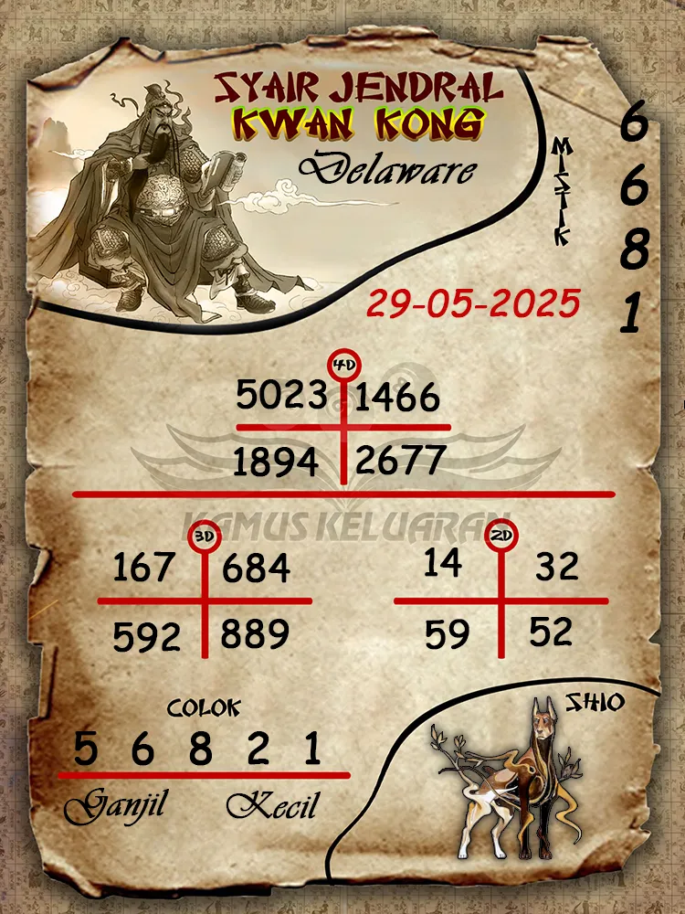 syair jendral kwan kong delaware 29 05 2025