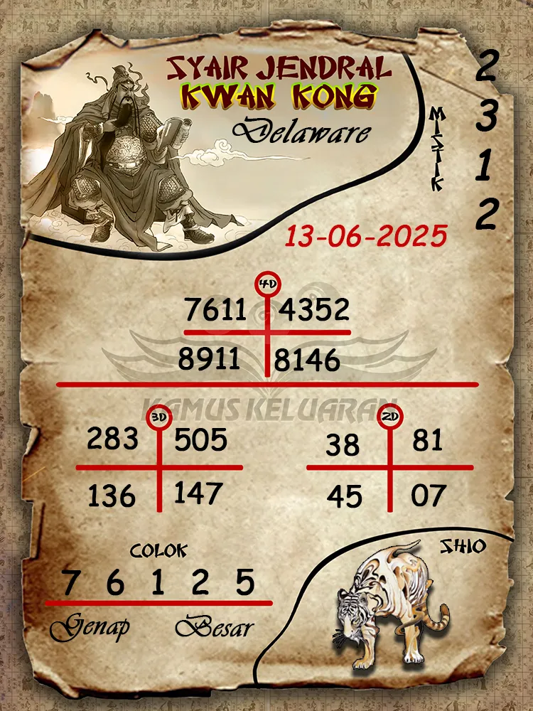 syair jendral kwan kong delaware 13 06 2025