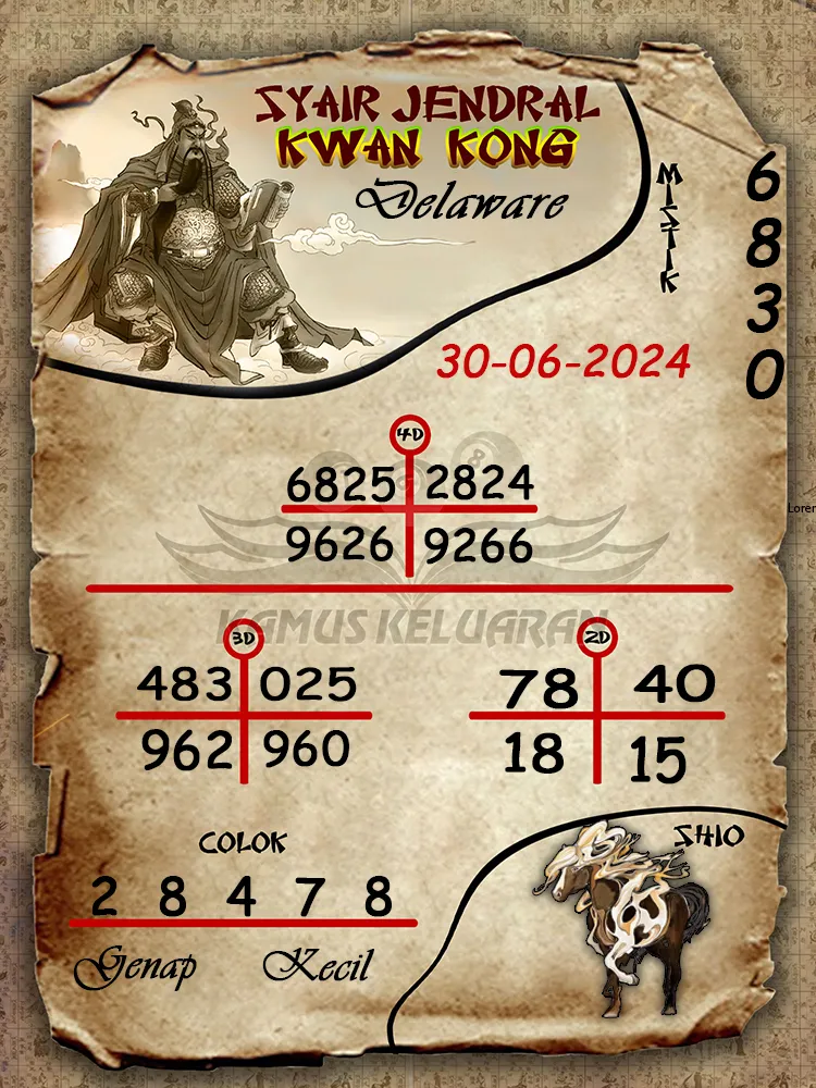 syair jendral kwan kong Delaware 30 06 2025
