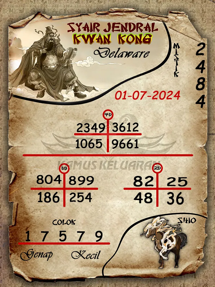 syair jendral kwan kong Delaware 01 07 2025