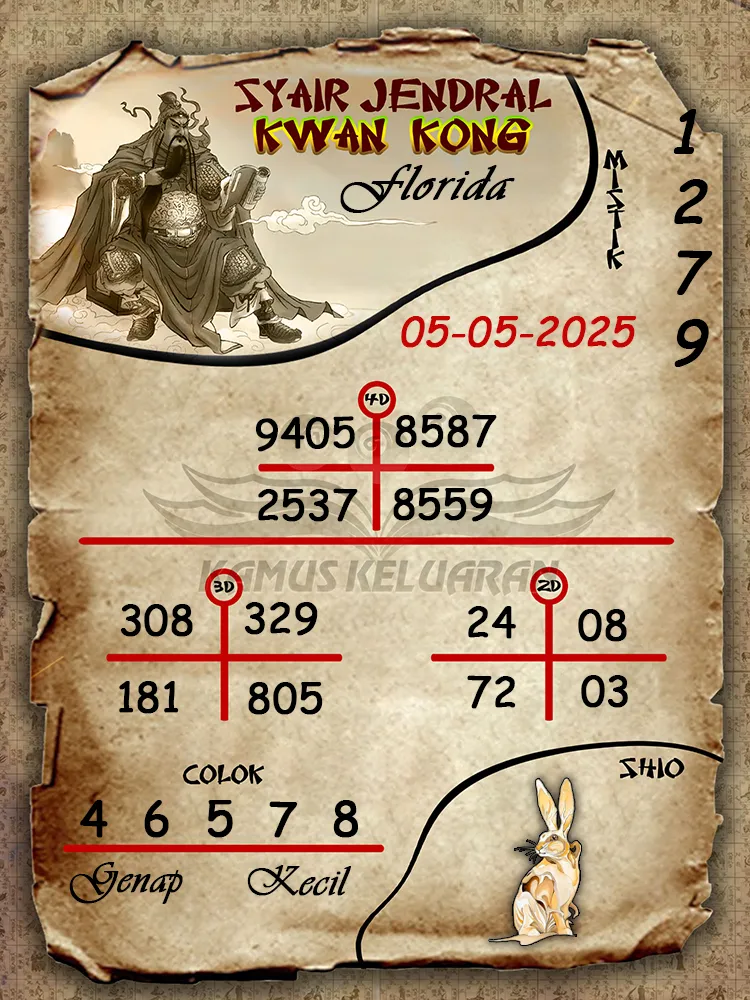 syair jendral kwan kong florida 05 05 2025