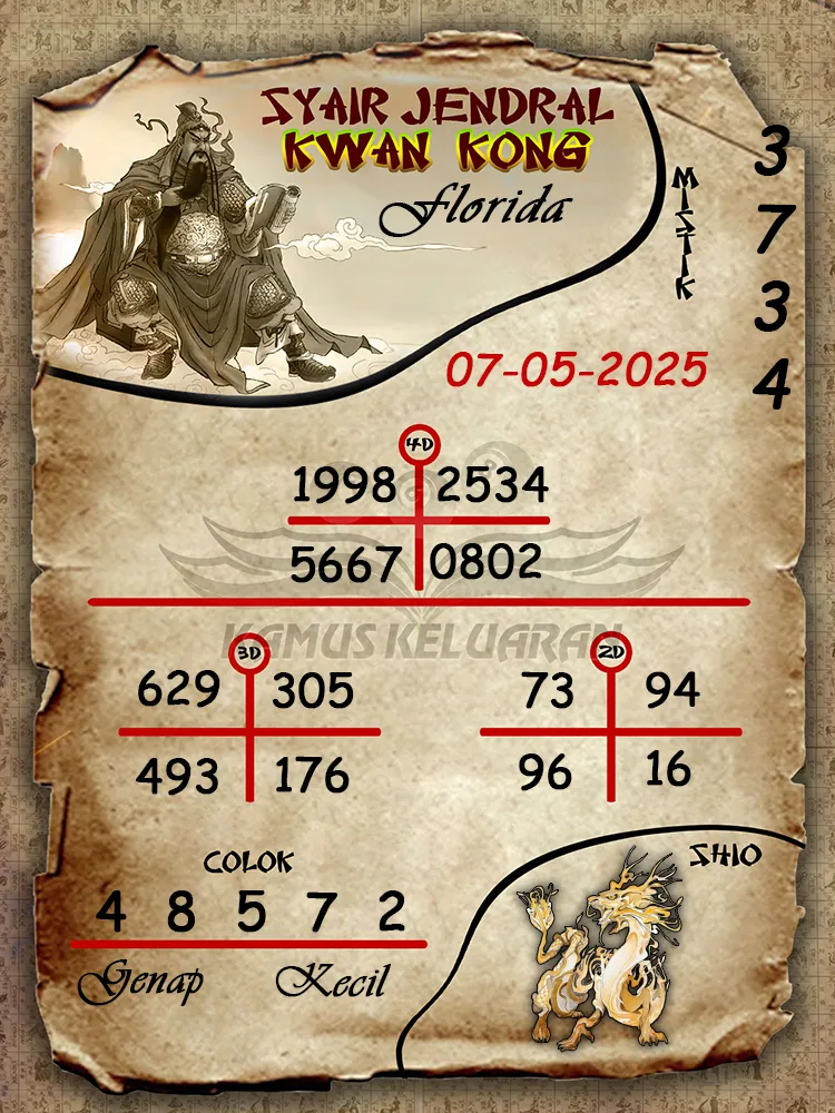 syair jendral kwan kong florida 07 05 2025