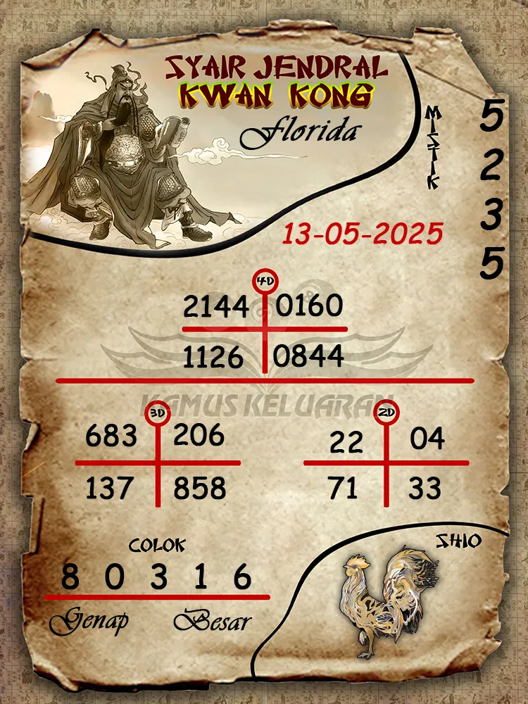 syair jendral kwan kong florida 13 06 2025
